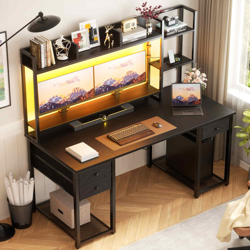 55'' Computer Desk with Hutch Storage