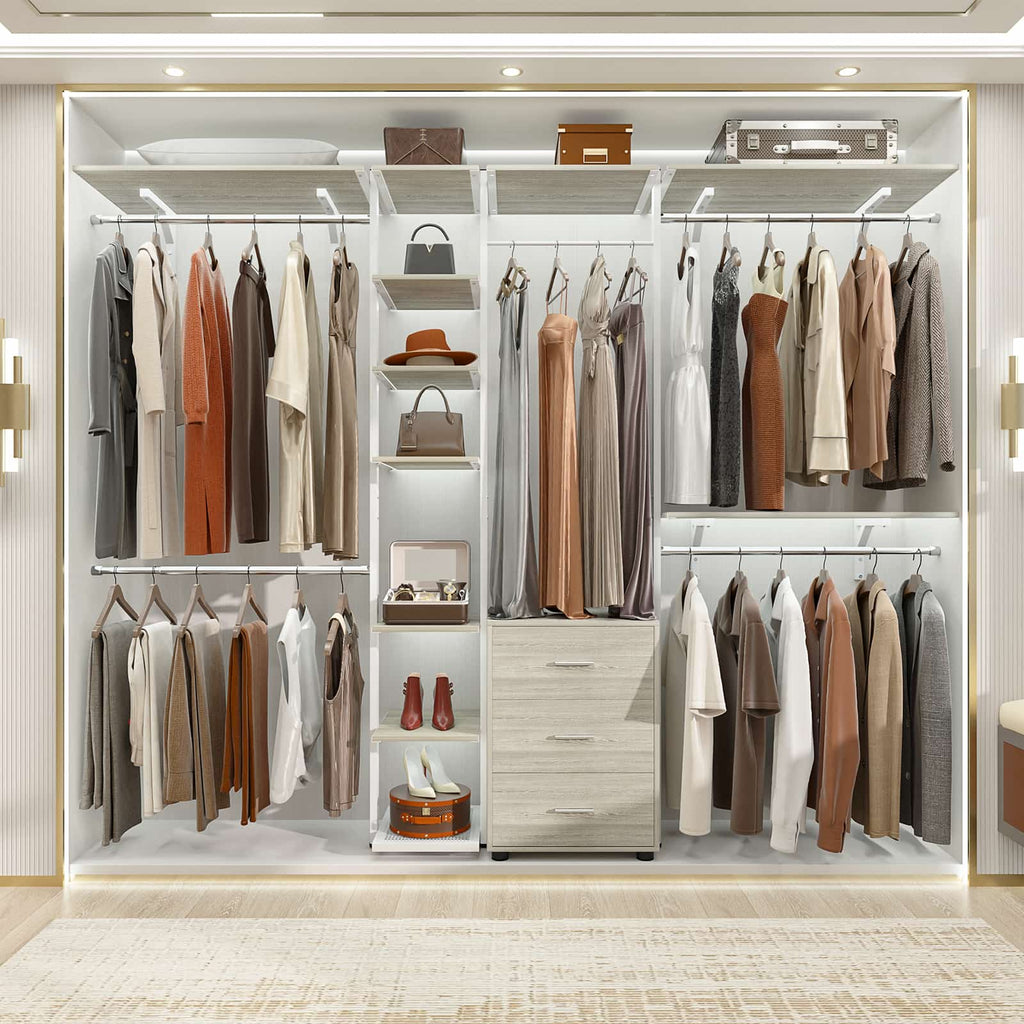 Wall Mounted Closet Organizer with Drawers and Shelves