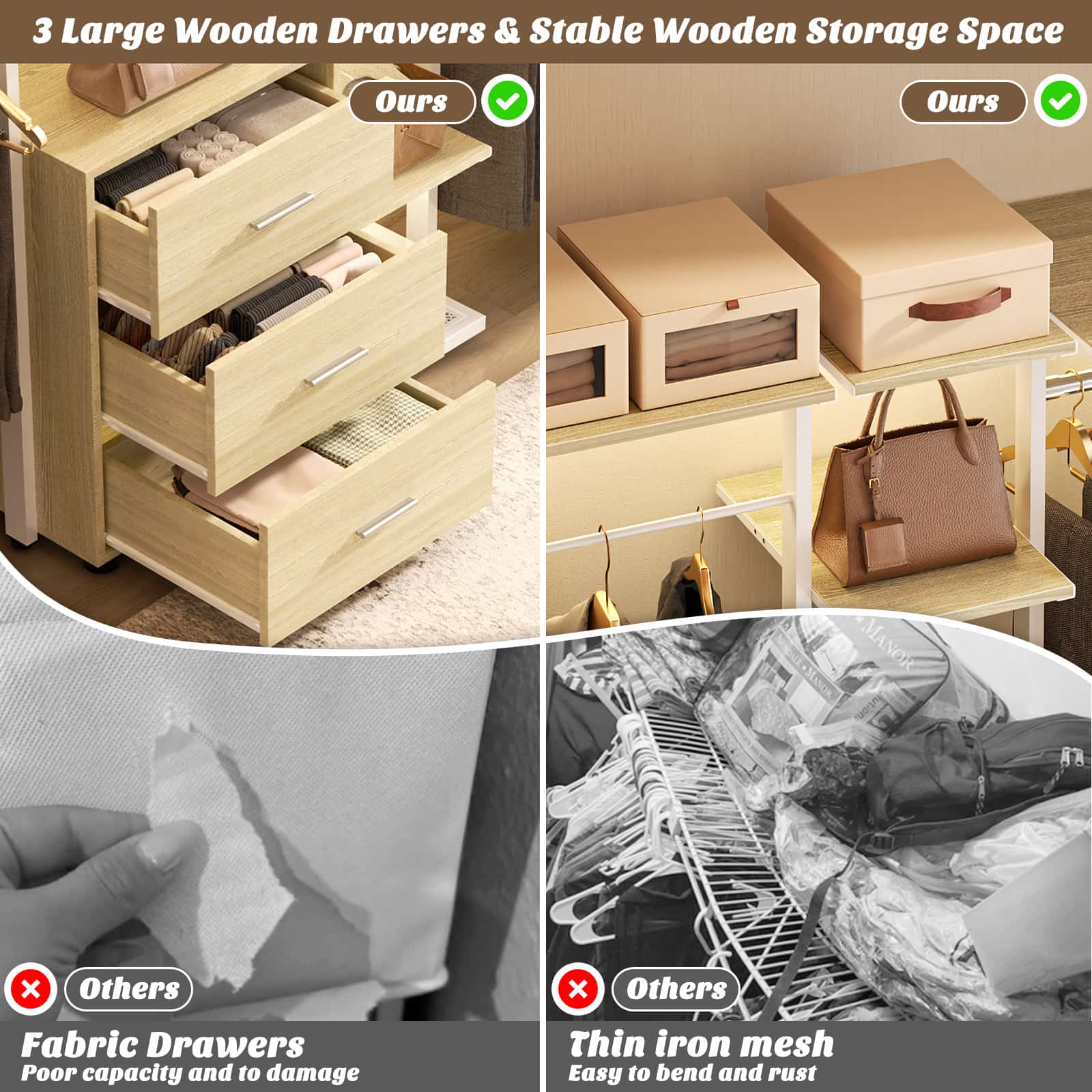 Wall Mounted Closet Organizer with Drawers and Shelves