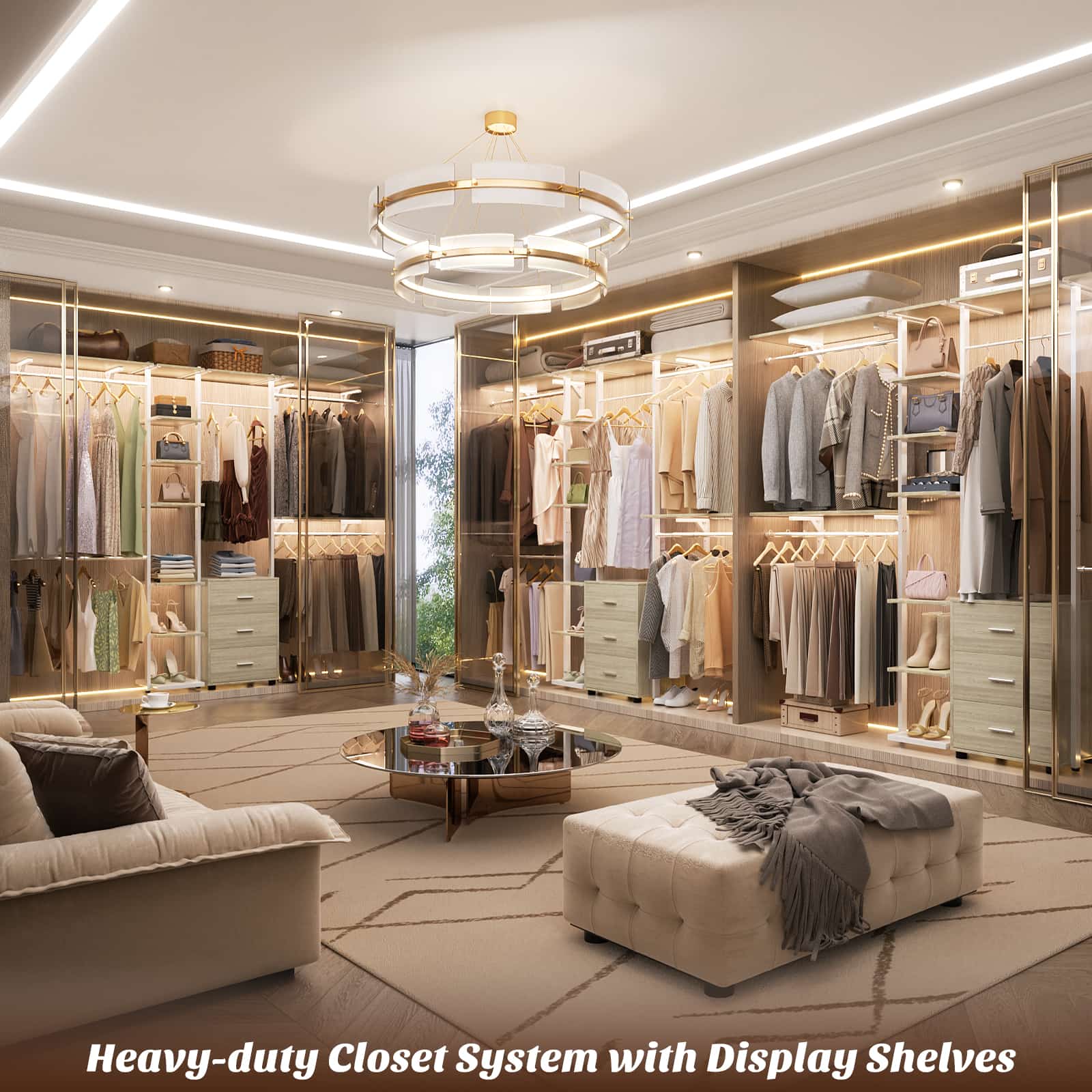 Wall Mounted Closet Organizer with Drawers and Shelves