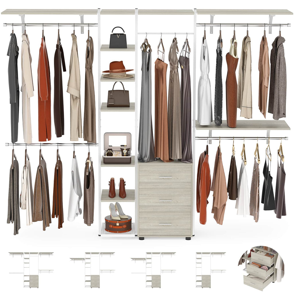Wall Mounted Closet Organizer with Drawers and Shelves