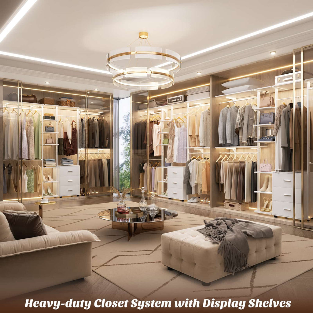 Wall Mounted Closet Organizer with Drawers and Shelves