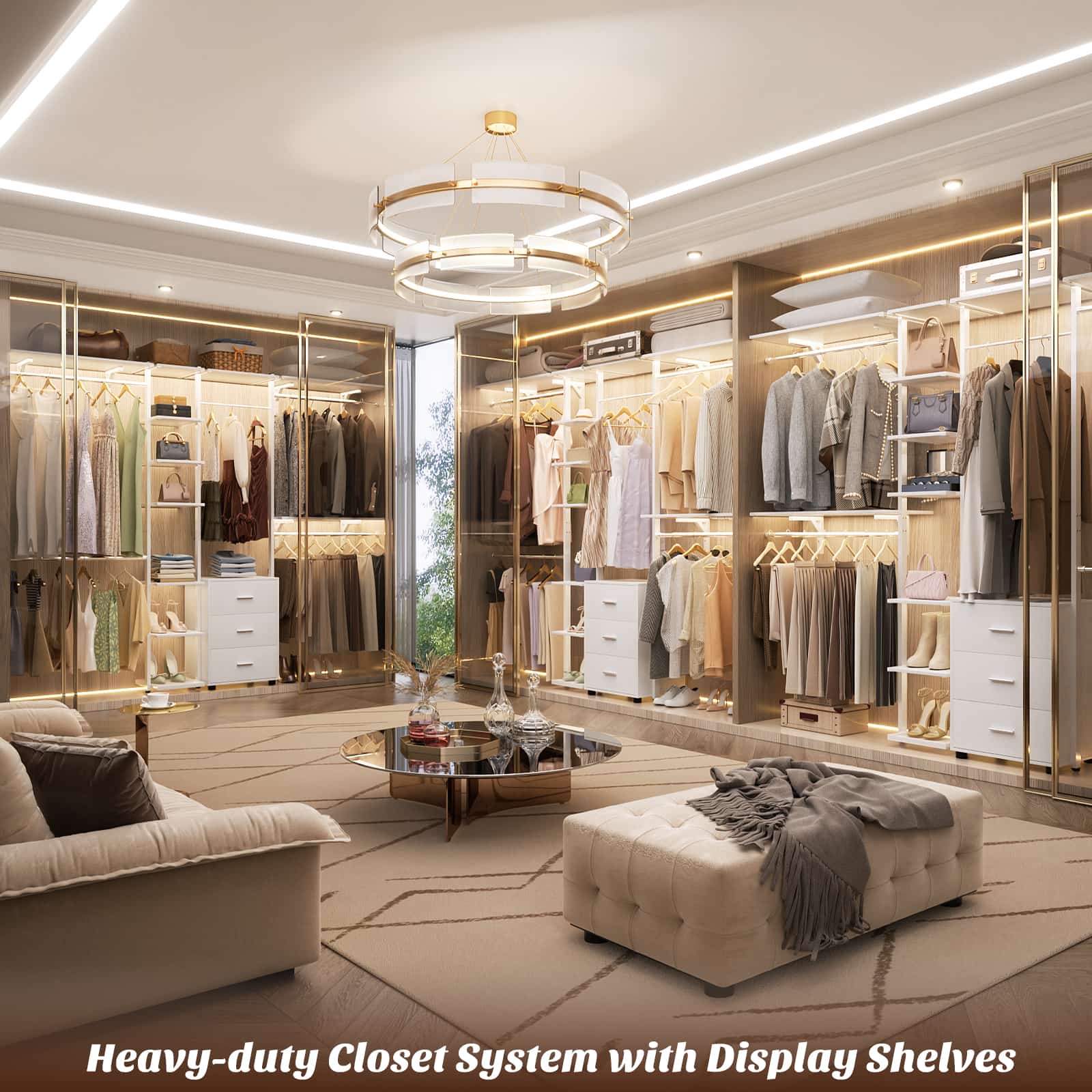 Wall Mounted Closet Organizer with Drawers and Shelves