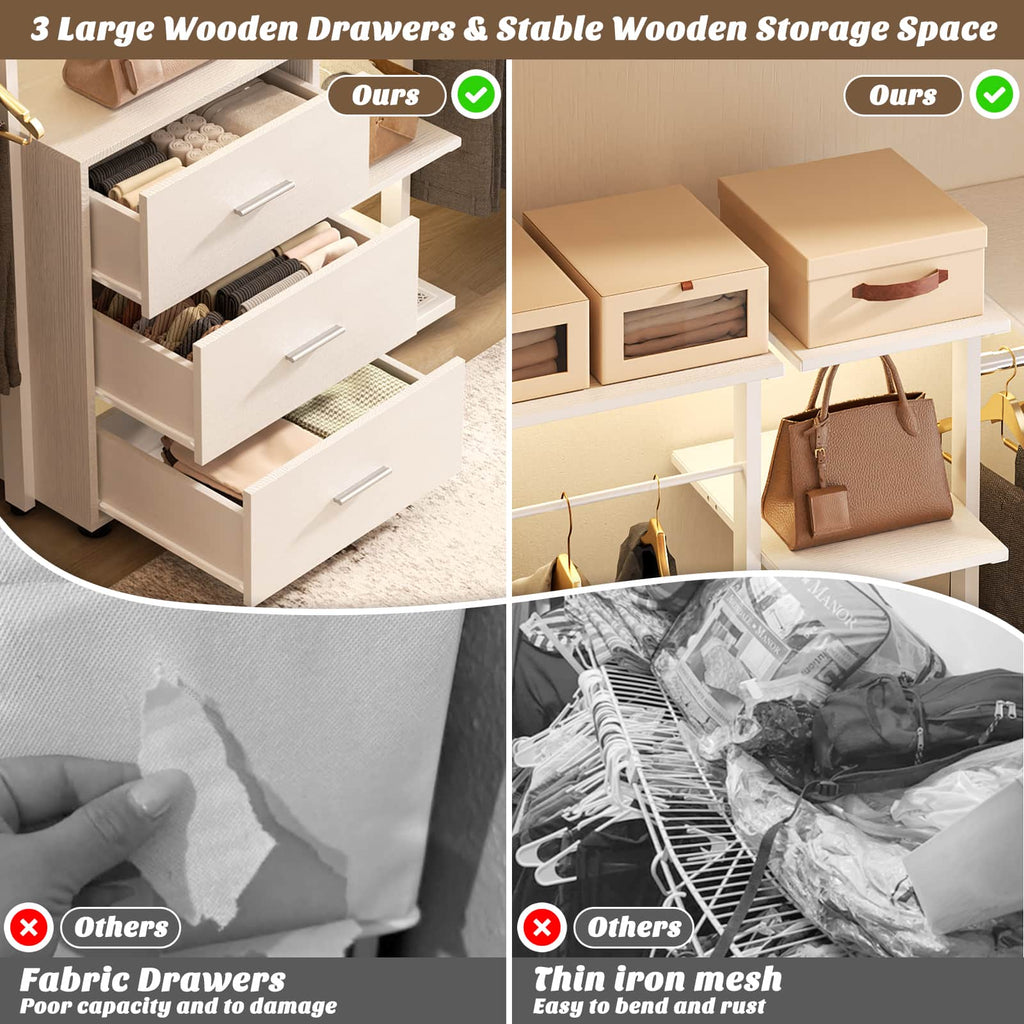 Wall Mounted Closet Organizer with Drawers and Shelves