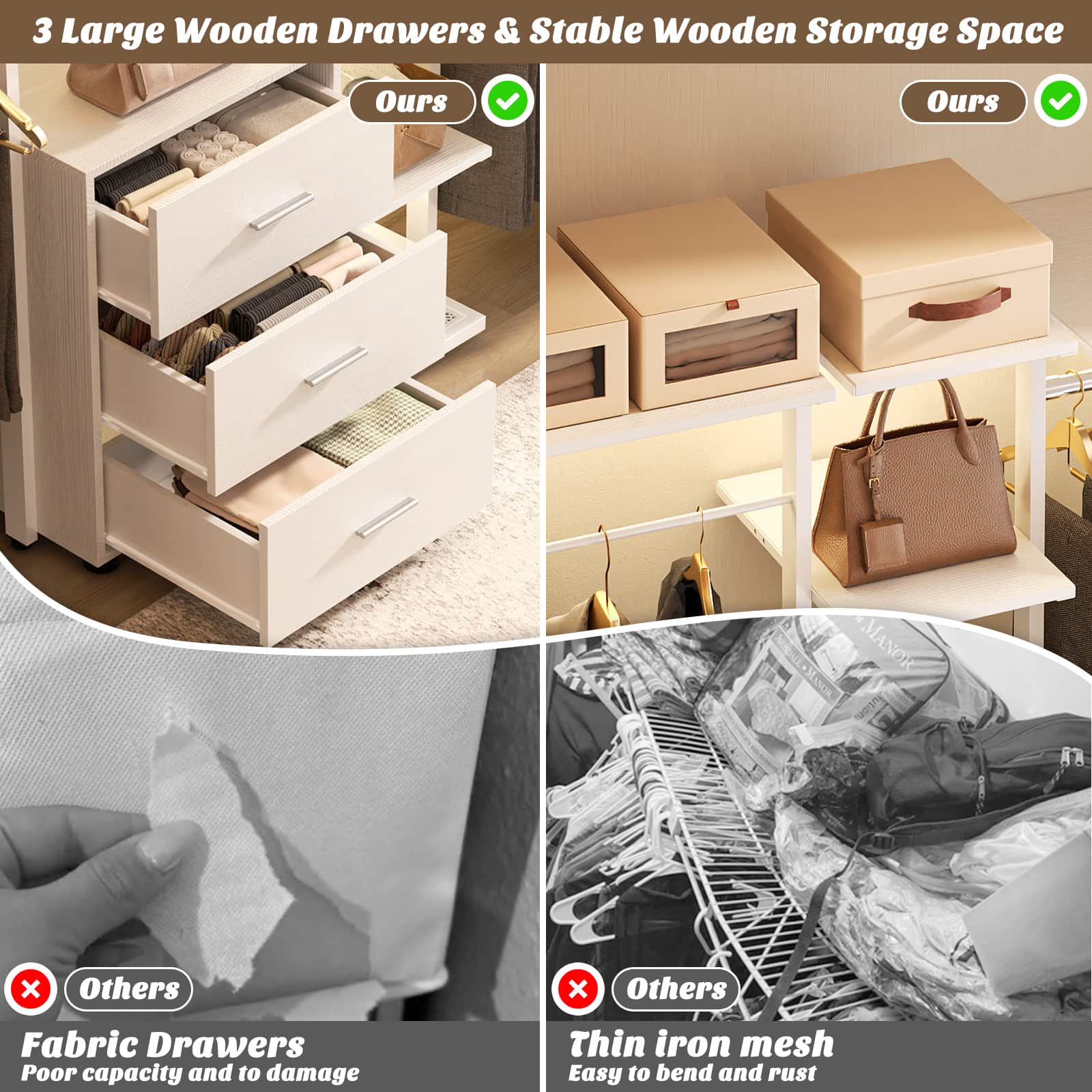 Wall Mounted Closet Organizer with Drawers and Shelves