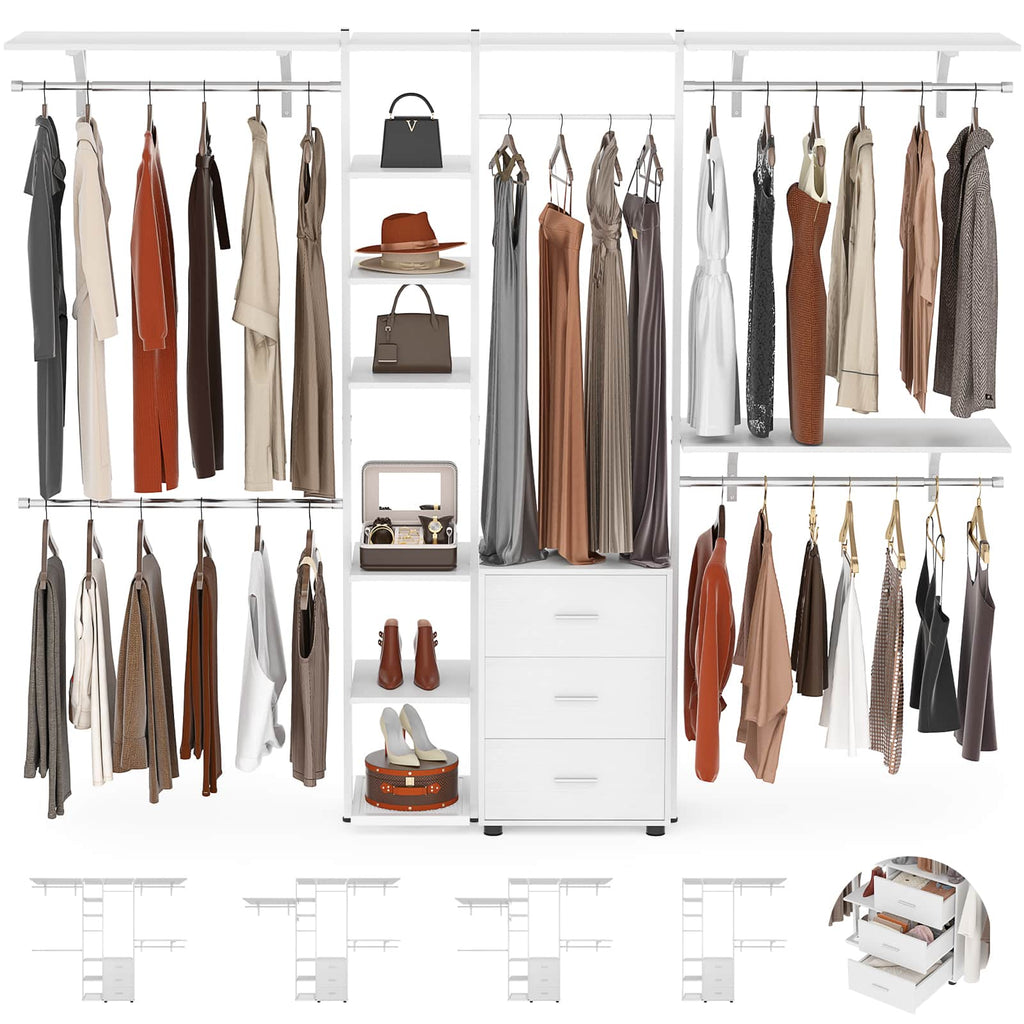 Wall Mounted Closet Organizer with Drawers and Shelves