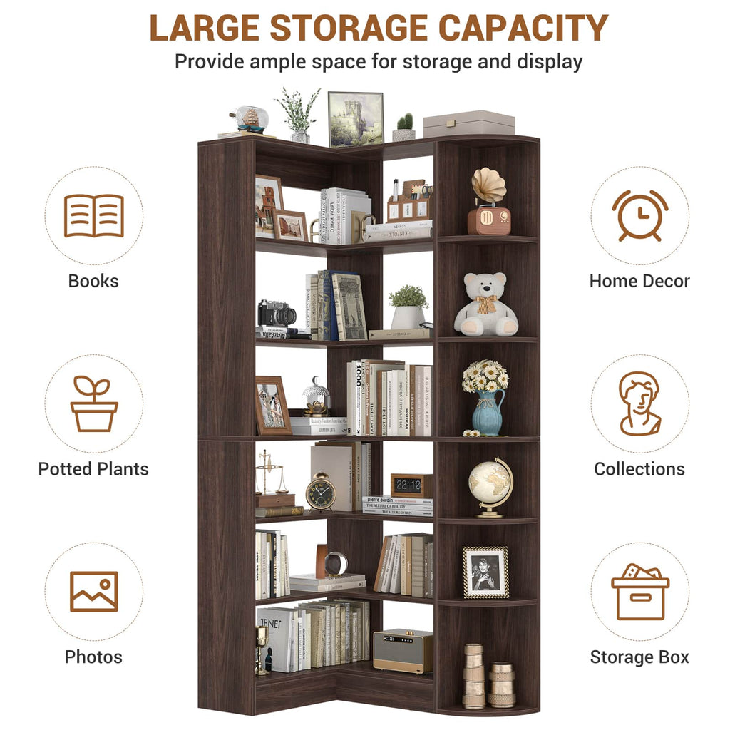 71'' Tall 6-Tier Corner Bookcase