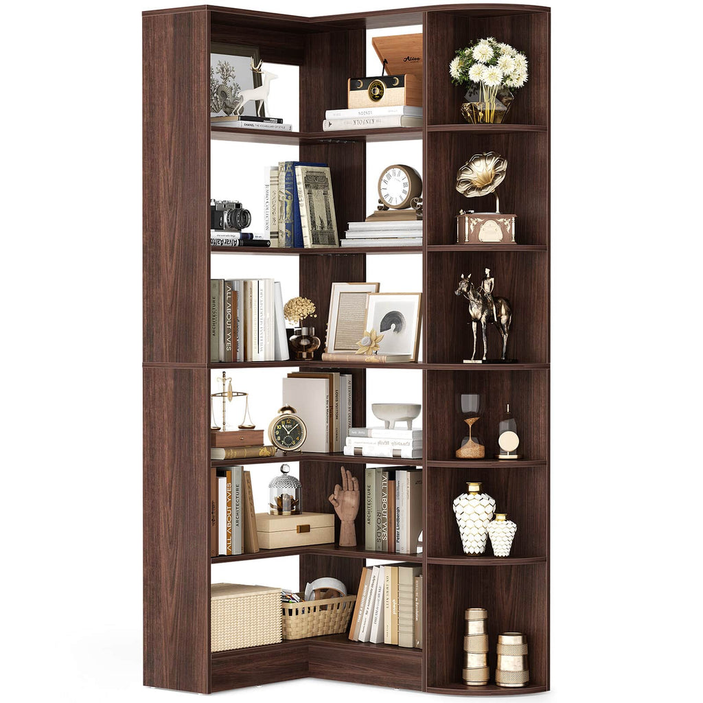 71'' Tall 6-Tier Corner Bookcase
