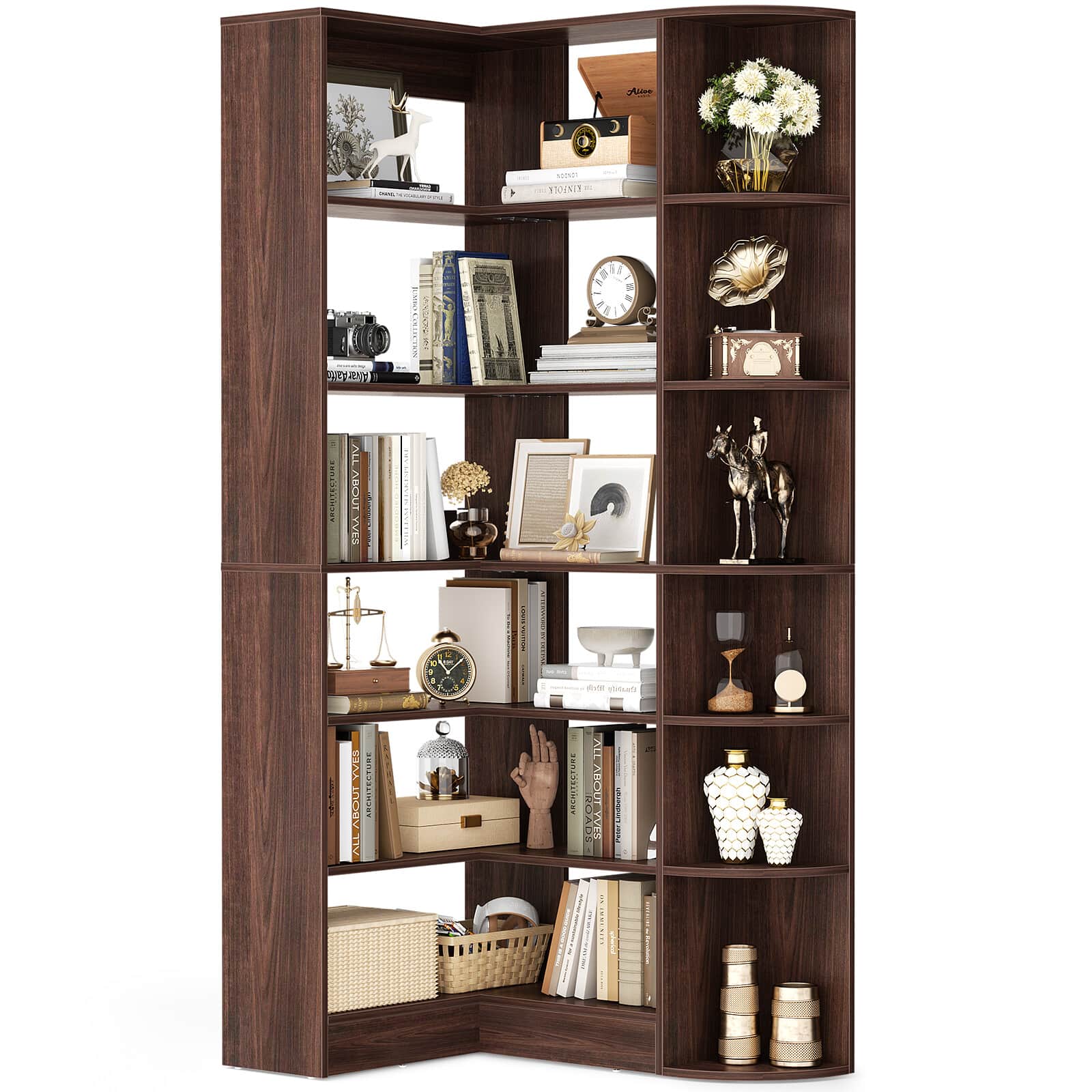 71'' Tall 6-Tier Corner Bookcase