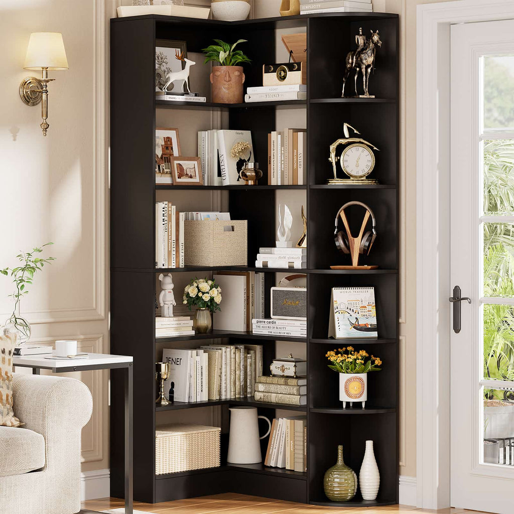 71'' Tall 6-Tier Corner Bookcase
