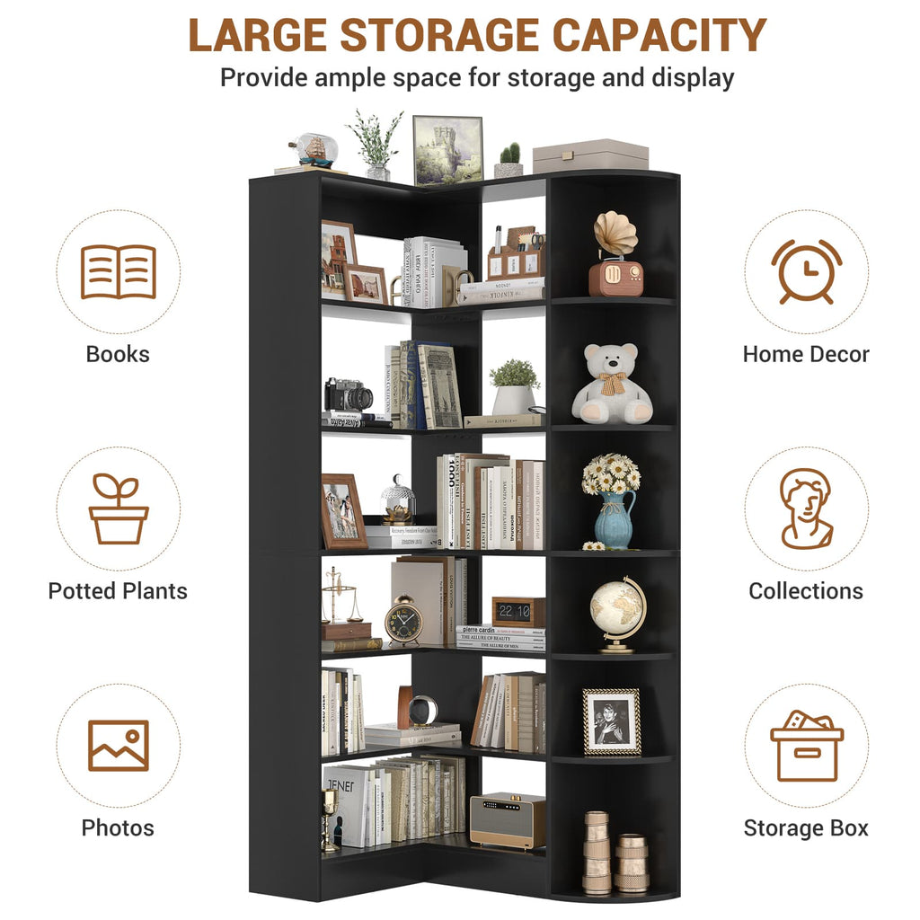 71'' Tall 6-Tier Corner Bookcase