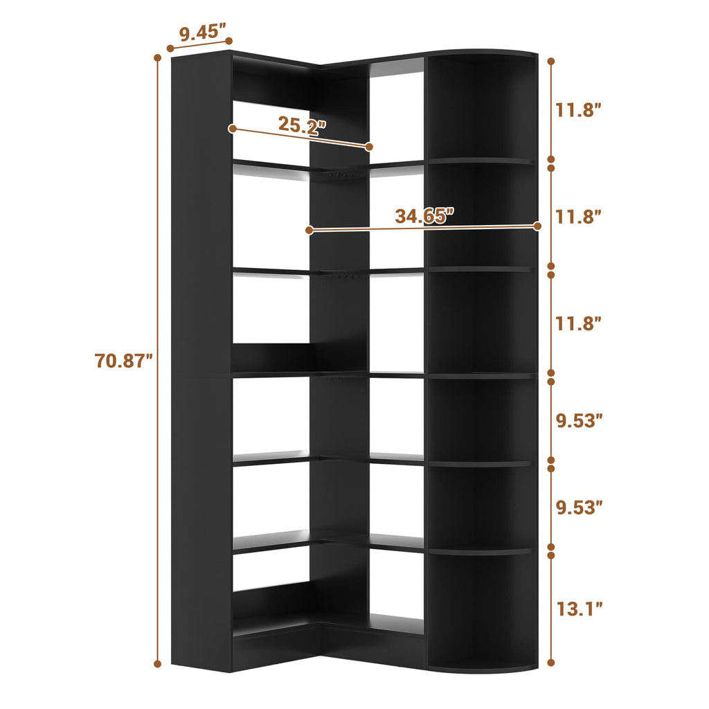 71'' Tall 6-Tier Corner Bookcase