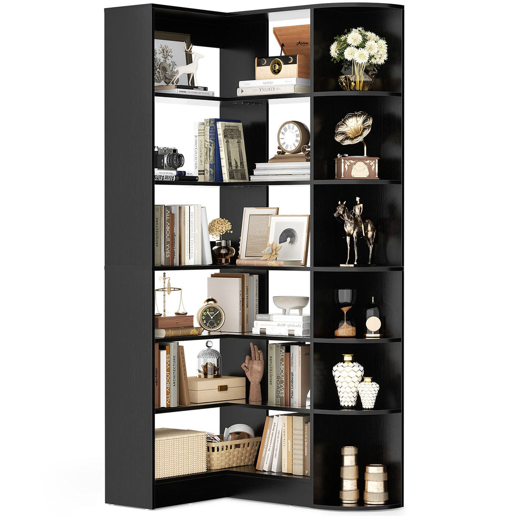 71'' Tall 6-Tier Corner Bookcase