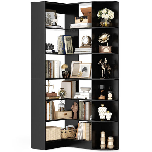 71'' Tall 6-Tier Corner Bookcase