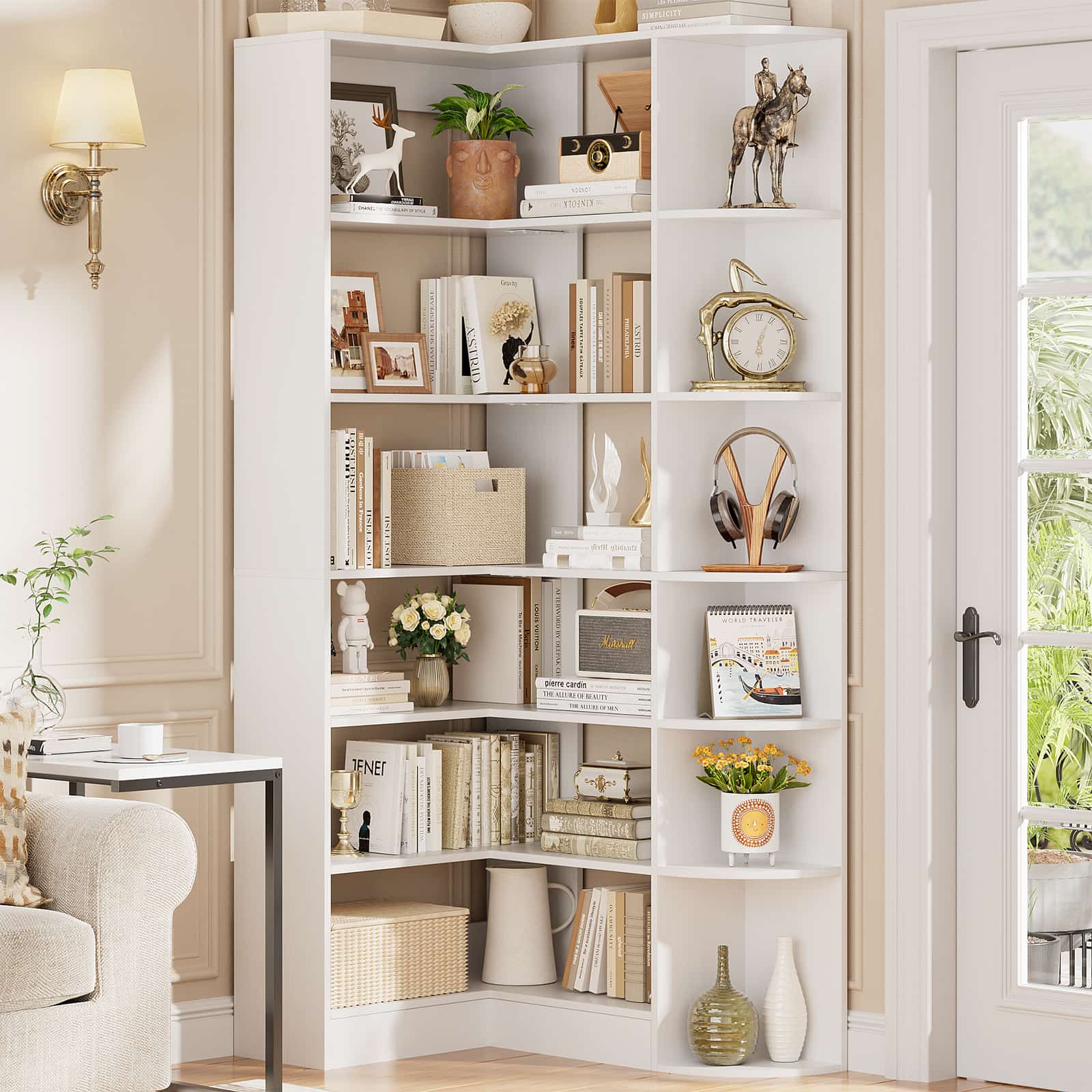 71'' Tall 6-Tier Corner Bookcase