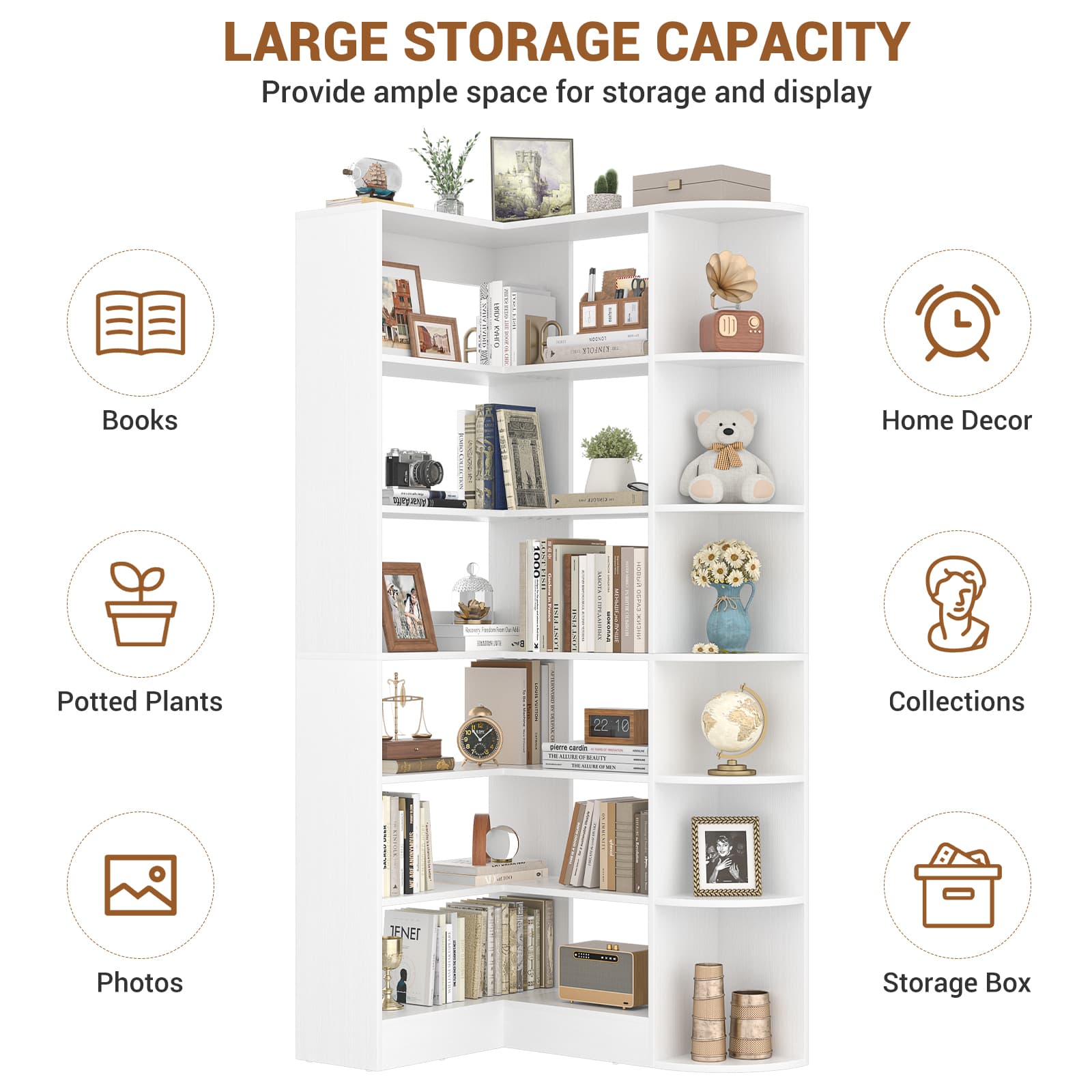 71'' Tall 6-Tier Corner Bookcase