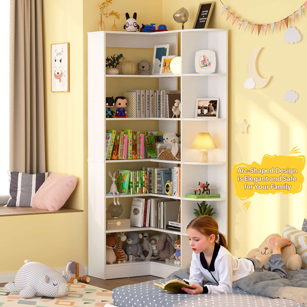 71'' Tall 6-Tier Corner Bookcase